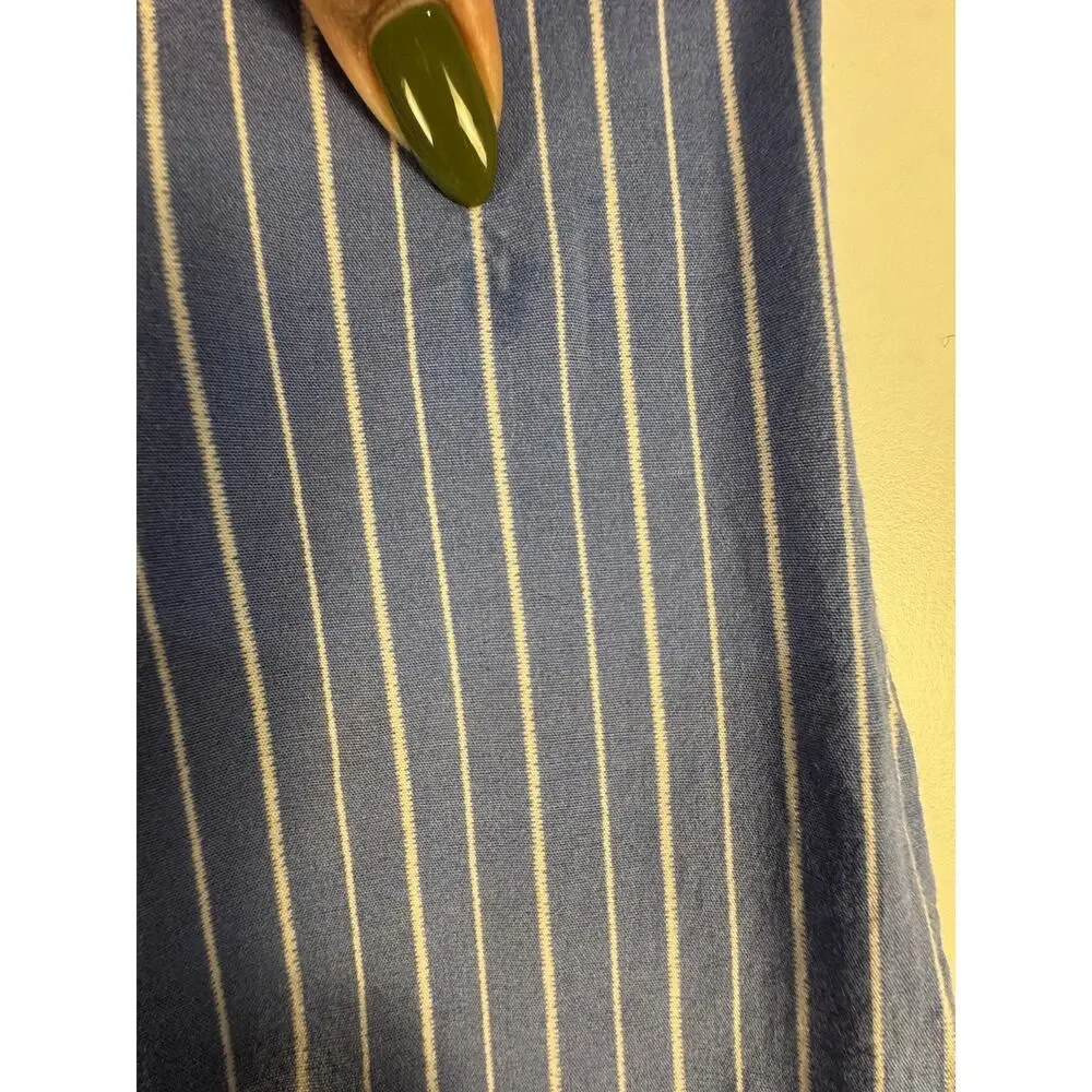 Privy Off Shoulder Jumpsuit Blue White Stripe Ruffle Wide Leg Womens M - Picture 7 of 8